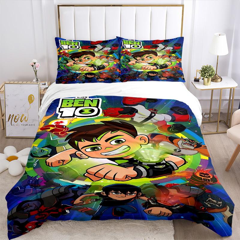 3pcs Ben 10 Duvet Cover Set (1 Duvet Cover + 2 Pillowcases, No Core) - Comfortable, And Breathable Bedroom Decoration Yy251104047