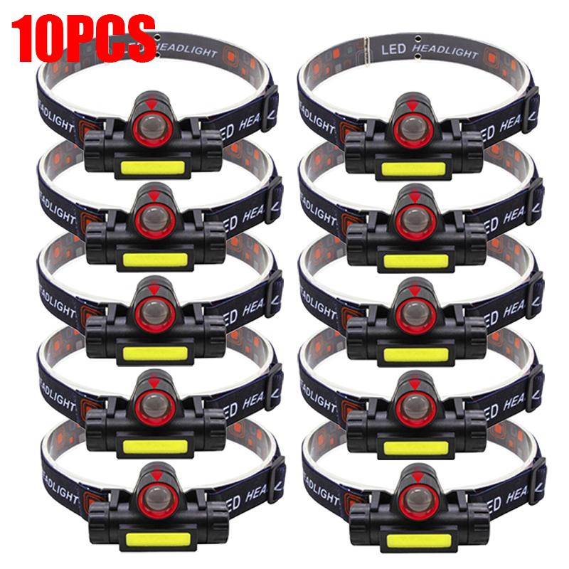 Portable Mini Powerful LED Headlamp XPE+COB USB Rechargeable Hunting Headlight Waterproof Head Torch with Tail Magnetic