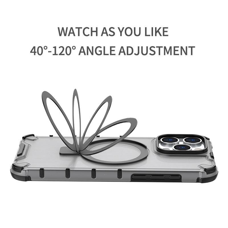 For iPhone 12/12 Pro PC+TPU Magnetic Case Stripe Design Phone Cover with Kickstand