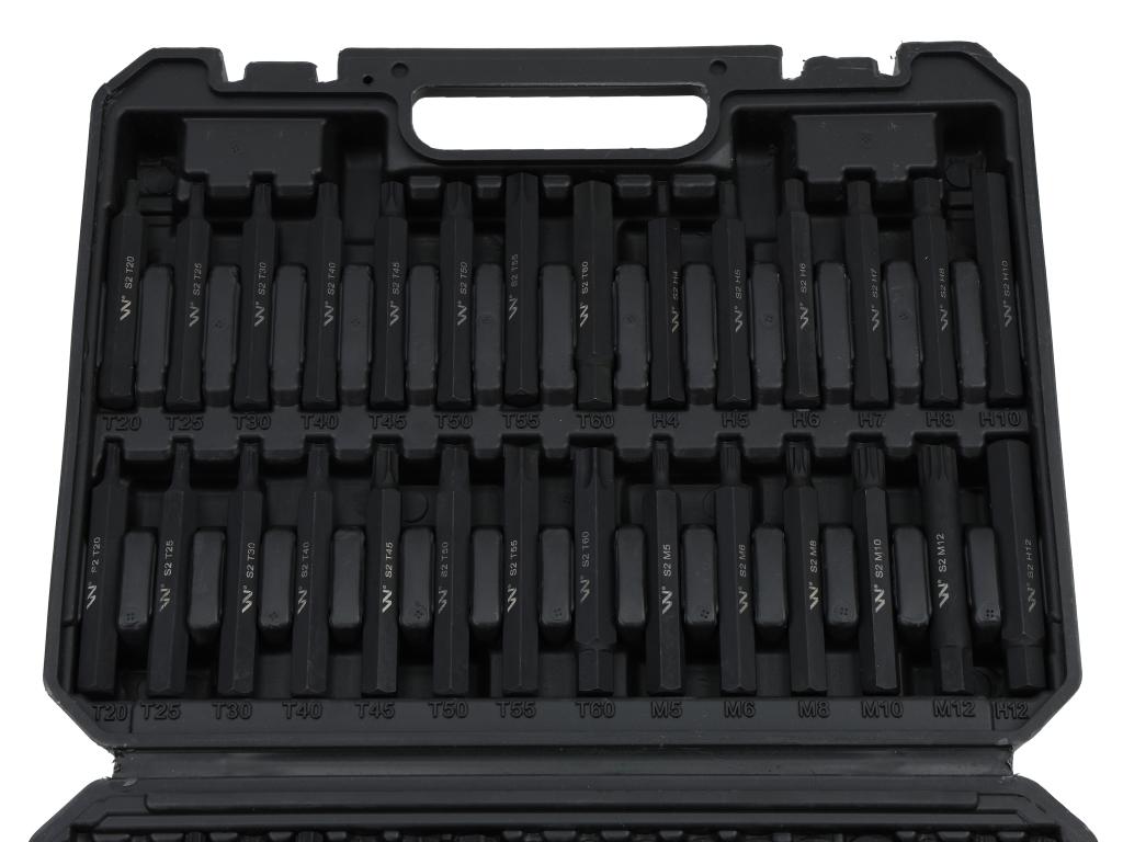 Bit set, 75mm torx hex spline ribe made of S2 steel, anti-corrosion coating with adapters, 75 pcs., Waryński