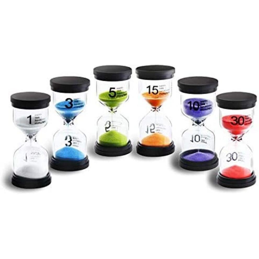 Visual Sand Clock Timer for Kids, Accurate Clock Learning, 6 Colorful Sand Timer Set, Time Management Tool for Classroom Home Office Use