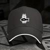 New 1pc, Adjustable Sandwich Baseball Cap with "Cat Holding Fish" Design, Lightweight Printed Women's Hat, "Cute Cat" Men's Tren