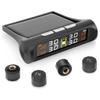 Tire Pressure Monitoring System Wireless Solar Powered with 4 External Sensors, Real-Time LCD Display, 6 Alarm Modes for RV Trailer Truck SUV