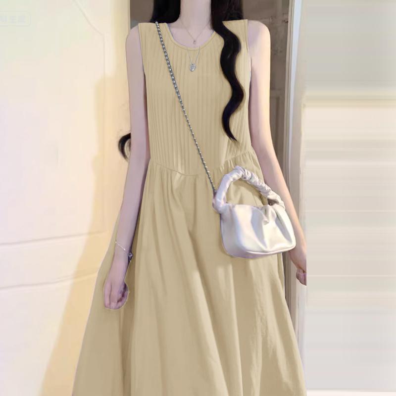 ZANZEA Women Summer Round Neck Casual Sleeveless Long Dress XL абрикосовый