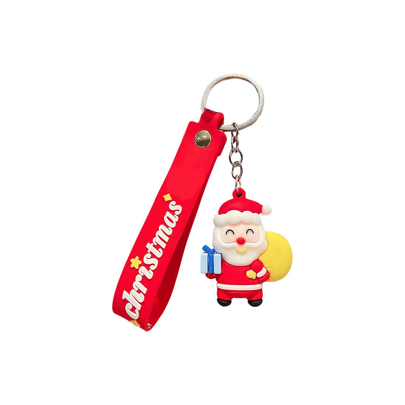 

Claus Keychain Cute Cartoon Elk Pendant School Bag Hanging Ornament Holiday Gift One Size