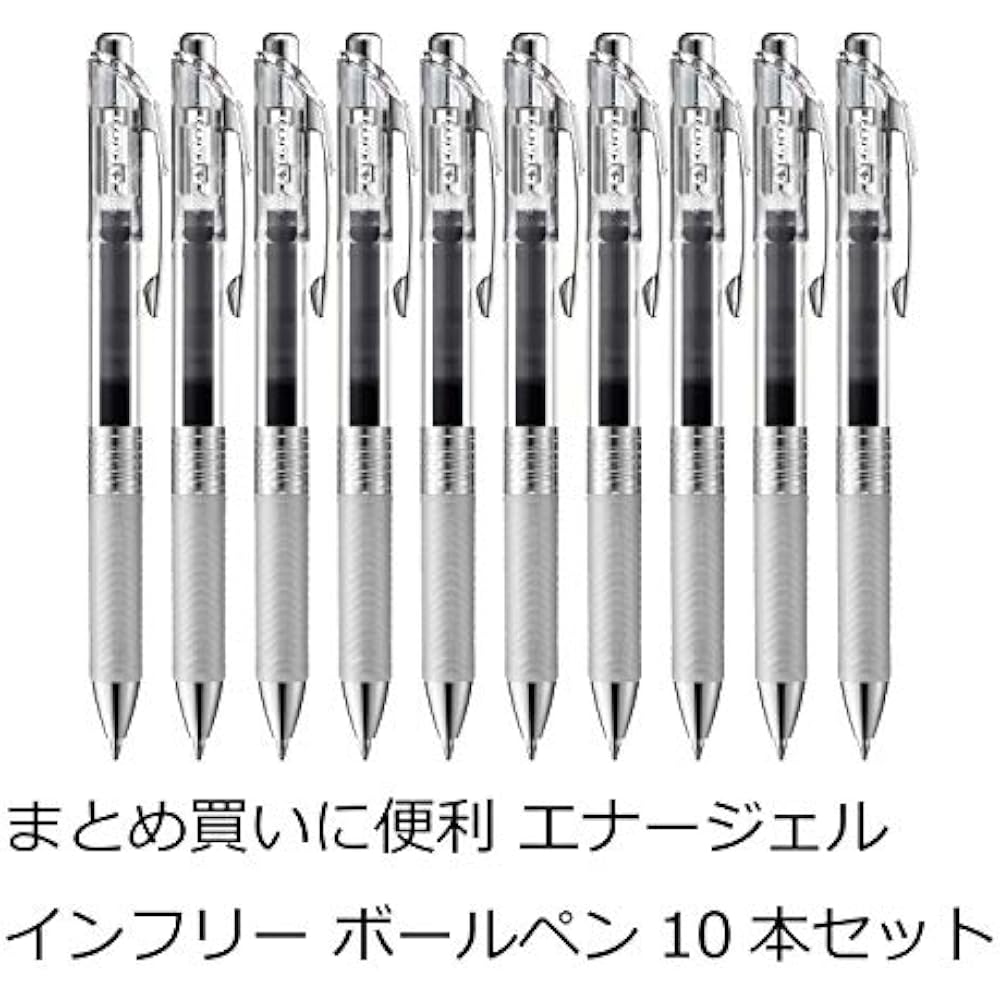 Pentel Ballpoint Pen Gel Ink Gel Infree 0.7mm Clear Shaft BL77TL-A Black 10pcs