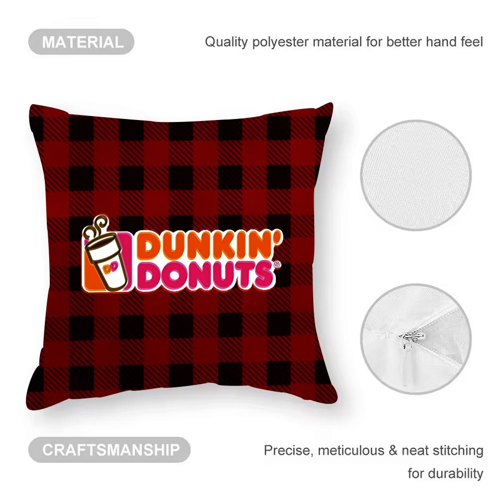 Dunkin' Donuts Cushion Cover Anti-dustmite Pillowcase Invisible Zipper Silky Short Plush Sofa Cushion Cover