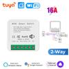 Tuya WiFi Smart Switch 2-way Control AC100-240V 16A Mini Smart Breaker Relay Smart Life App Via Alexa Google Home Voice Control