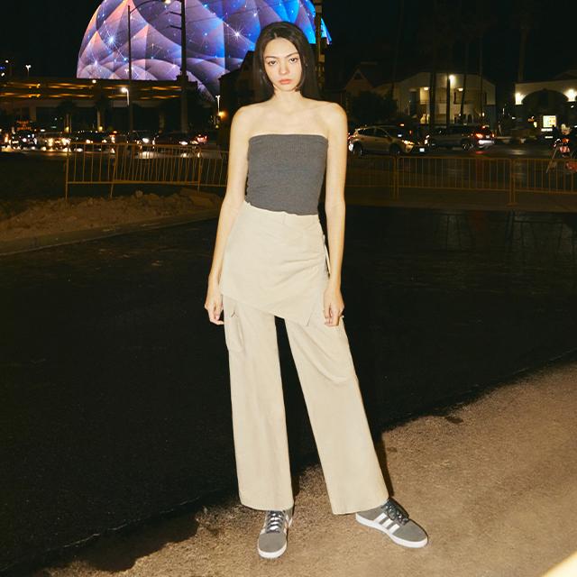 Wrap (Set-Bottoms) Wrap Skirt Cargo Wide Pants Aq1Wp268