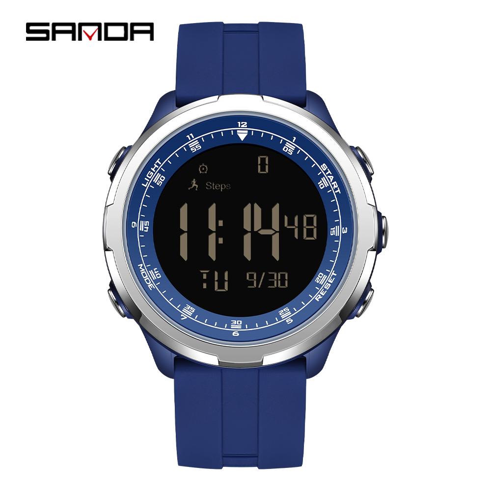 SANDA 9065 Fashion Men's Electronic Watch Simple Night Light Calendar Alarm Clock Waterproof and Shockproof Men's Digital Watch