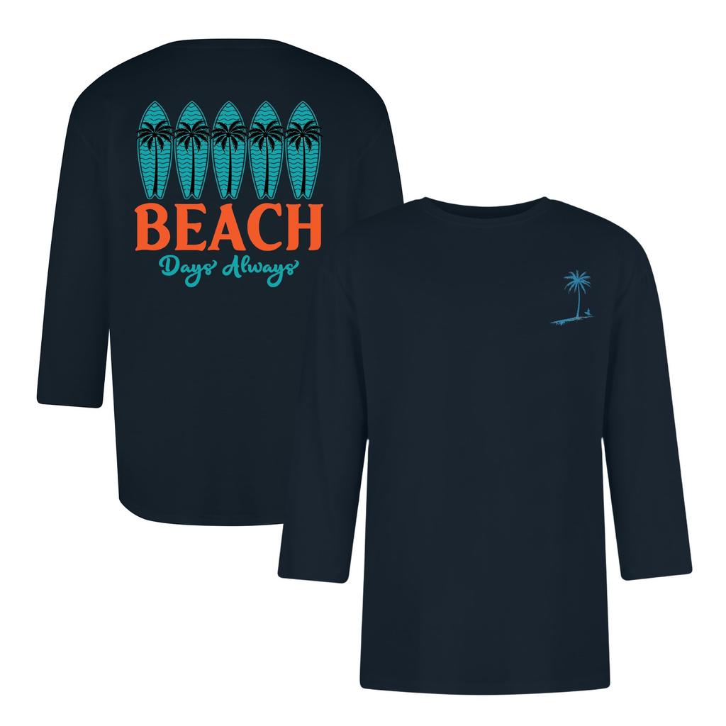 Men's Casual and Fashionable Printed Collar Three-quarter Sleeve Top T-shirt