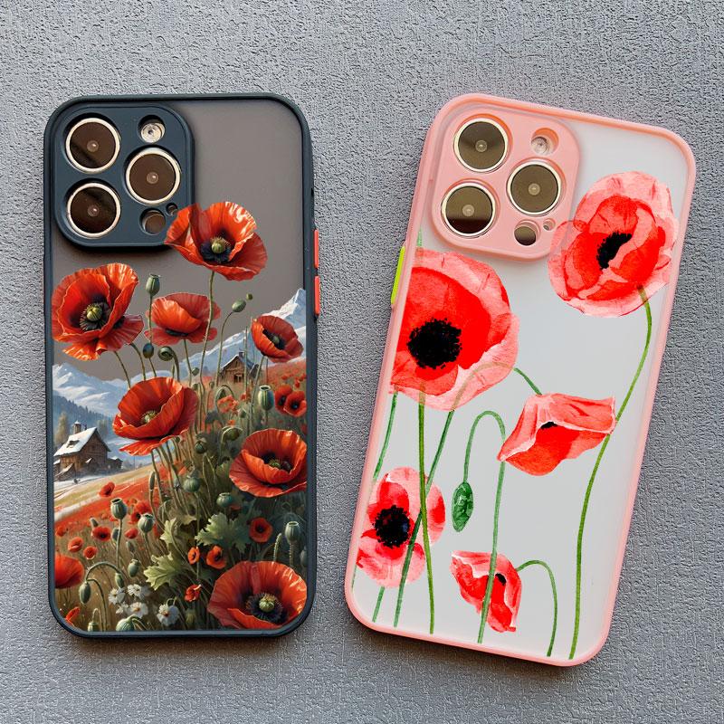 Mohnblüten Blüte Heißes Rotes Case Für iPhone 17 16 12 13 Pro Max Mini 11 14 15 Pro Max XS X XR 7 8 Plus Stoßfeste Rückseitenabdeckungen