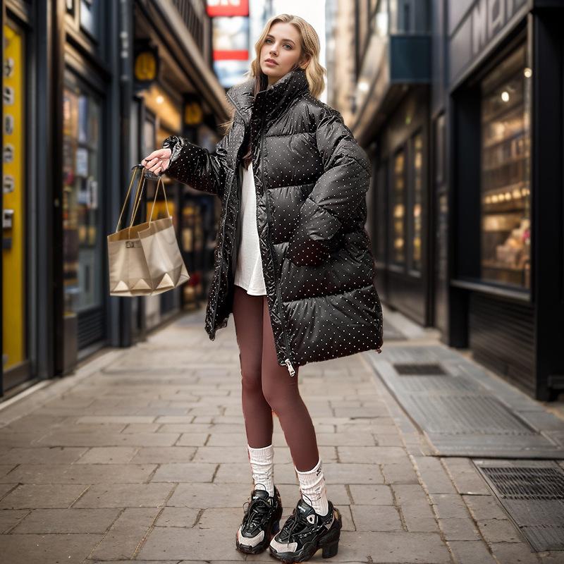 GMXIA Giacche e Cappotti da Donna Vintage Casual Tinta Unita Stampa Autunno Inverno Manica Lunga Collo Alto