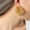 Textured Gold-Plated Titanium Steel U-Shaped Earrings with Steel Ball Design