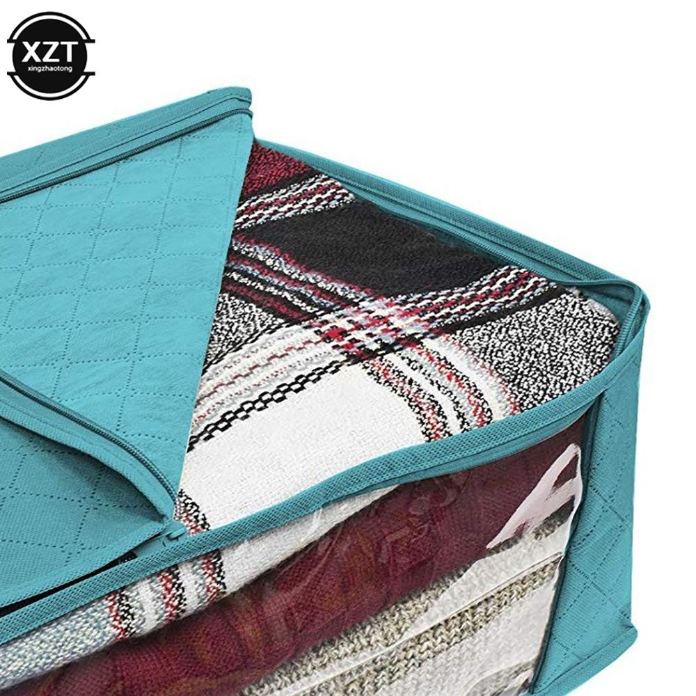 Household Folding Storage Box Fashion Clothes Collecting Case Non Woven Fabric With Zipper Moisture-proof Quilt Storage Box