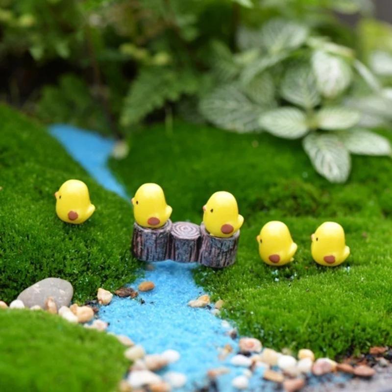 5/10 Stück Mikrolandschaft Moos Gartenarbeit Sukkulenten Landschaftsgestaltung Ornament Cartoon 1CM Gelbes Huhn Dekorative Zubehörteile PVC