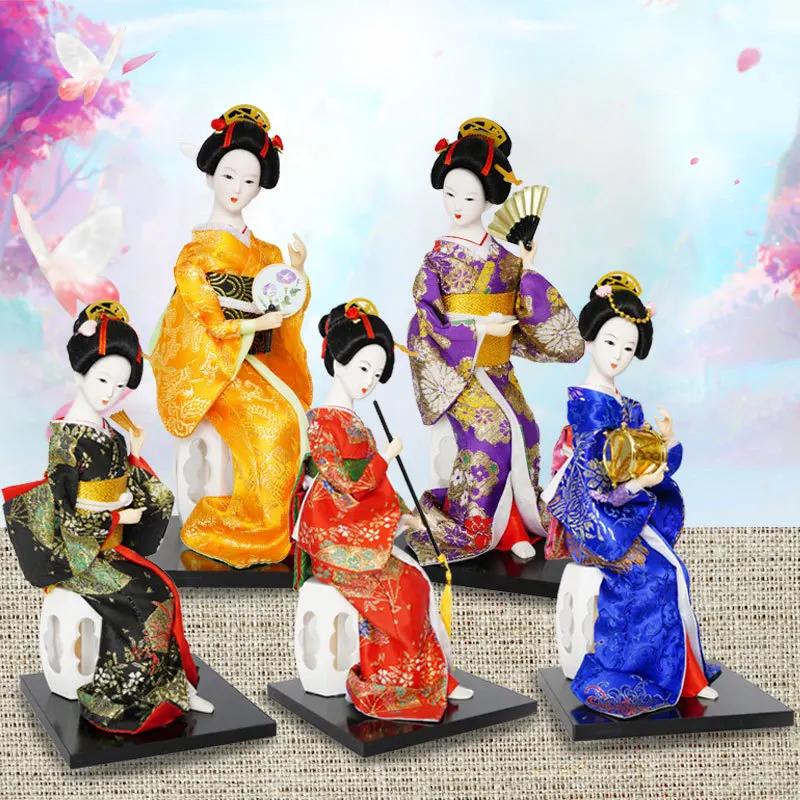 Japanese Geisha Doll Asian Handmade Crafts Kimono Doll Home Table Decor Miniature Figurines Sculpture Collection Gift Creative
