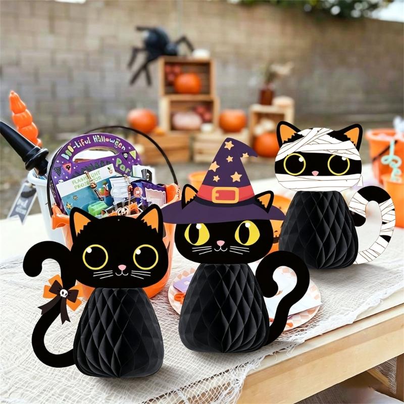 Halloween Freestanding Paper Figure Set, Seasonal Display Accent for Home Tables, Shelf Styling, Entry Points and Retail Shop Scenes