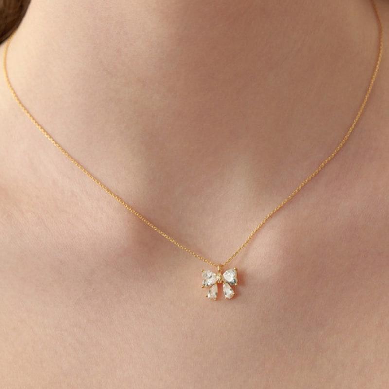 Tatiana (925 Silver) Twinkle Butterfly Ribbon Necklace NZ2180