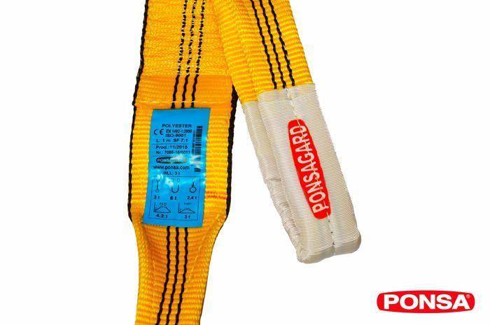 Corde - Ponsa - 030191004108 - Polyester Haute Ténacité - 380x30x35 Cm - Sécurité 7:1