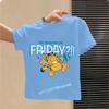 boys' sports shirt, girls' casual top with cartoon print, summer T-shirt Garfield's new children's pure polyester short-sleeved