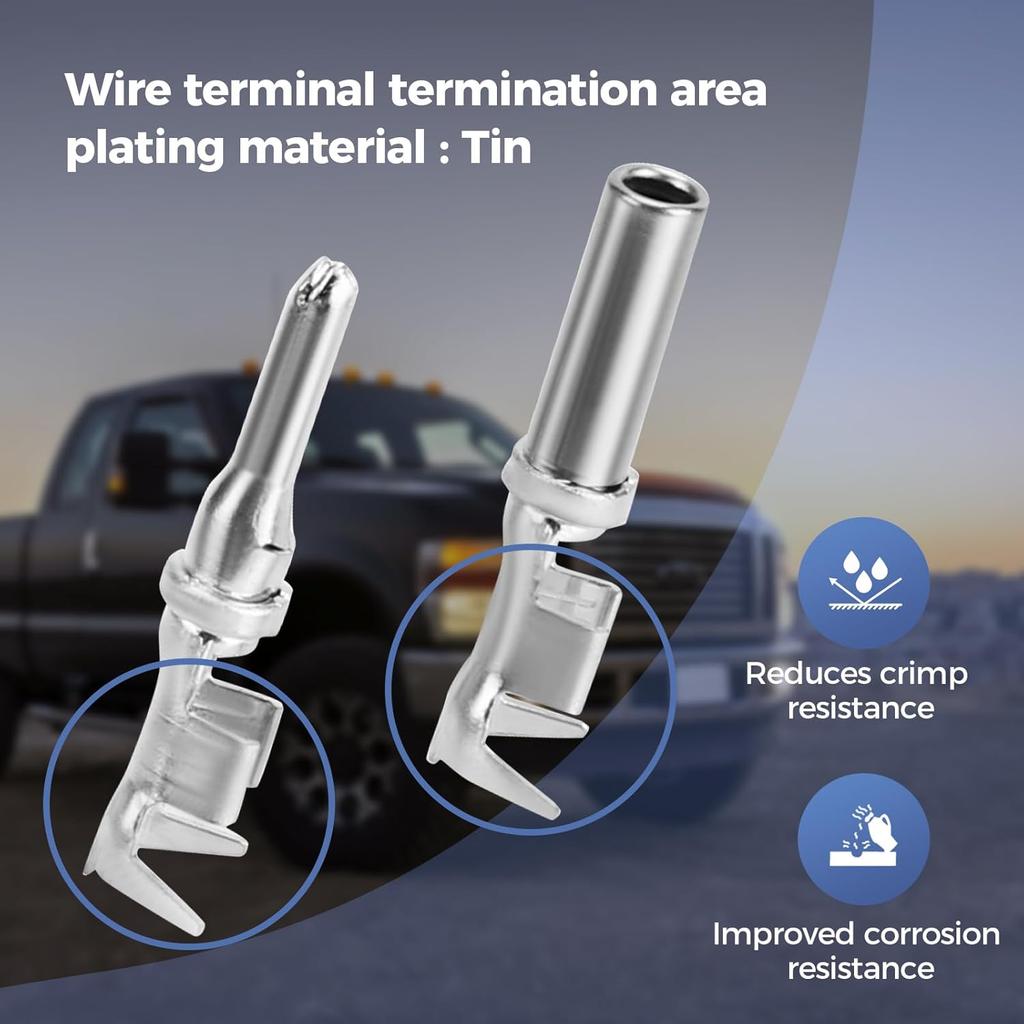 32 PCS Deutsch DTP Connector Kit 2 Pin Automotive Waterproof Connectors 4 Sets With Size 12 Stamped Contacts Gauge 14-12 AWG Wire Size,25A