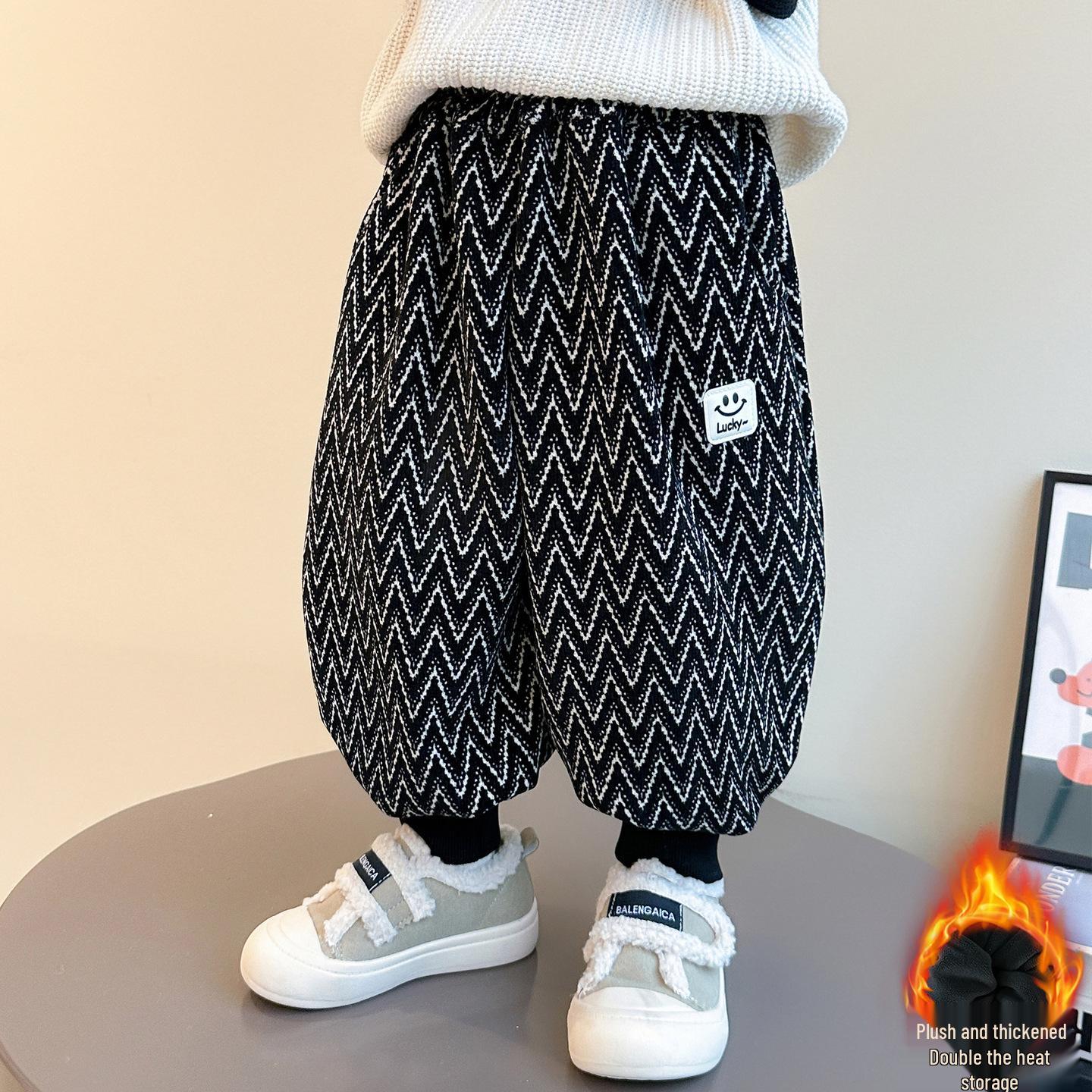 

Girls Trendy Fleece-Lined Jogger Pants - Winter 2025 Collection 120cm чёрный