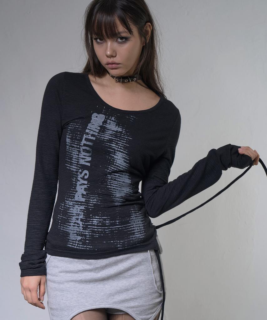 FANCY CLUB Side Corset Long Sleeve (Black) F26Zb523