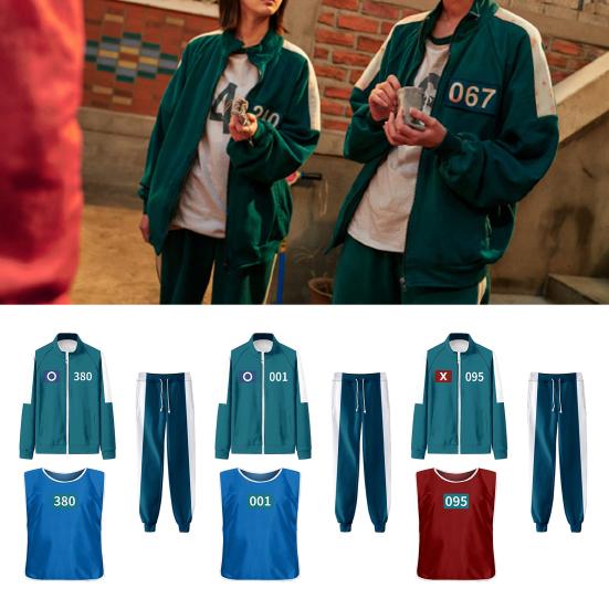 Calamari Games Cosplay Costume Three-piece Set Sweatshirt Tracksuit Set Jacket Vest Pants Unisex Sweatshirts Sports Suit for Adult Kids
