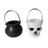 1 Pcs Black or White Plastic Candy Jar Skull Witch Cauldron Candy Kettle Halloween Party Hanging Props Halloween Decor
