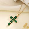 Collana Ciondolo Croce Multi Colore Zirconia Cubica Semplice Moda Collana Placcata Oro Croce di Cristallo
