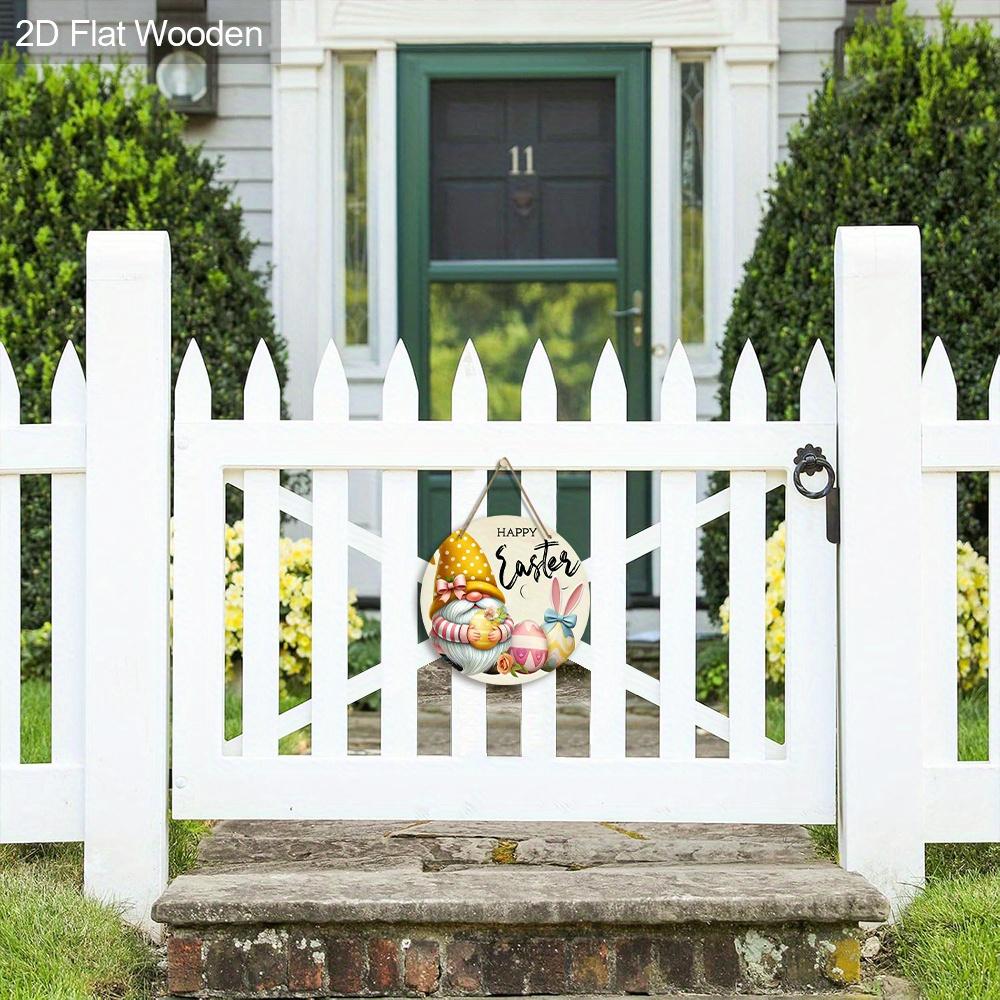 Happy Easter Wooden Sign with Adorable Gnome Pattern - Charming Decorative Hanging Plaque with Easter Bunny, Eggs Pattern - Ideal Easter Decorations