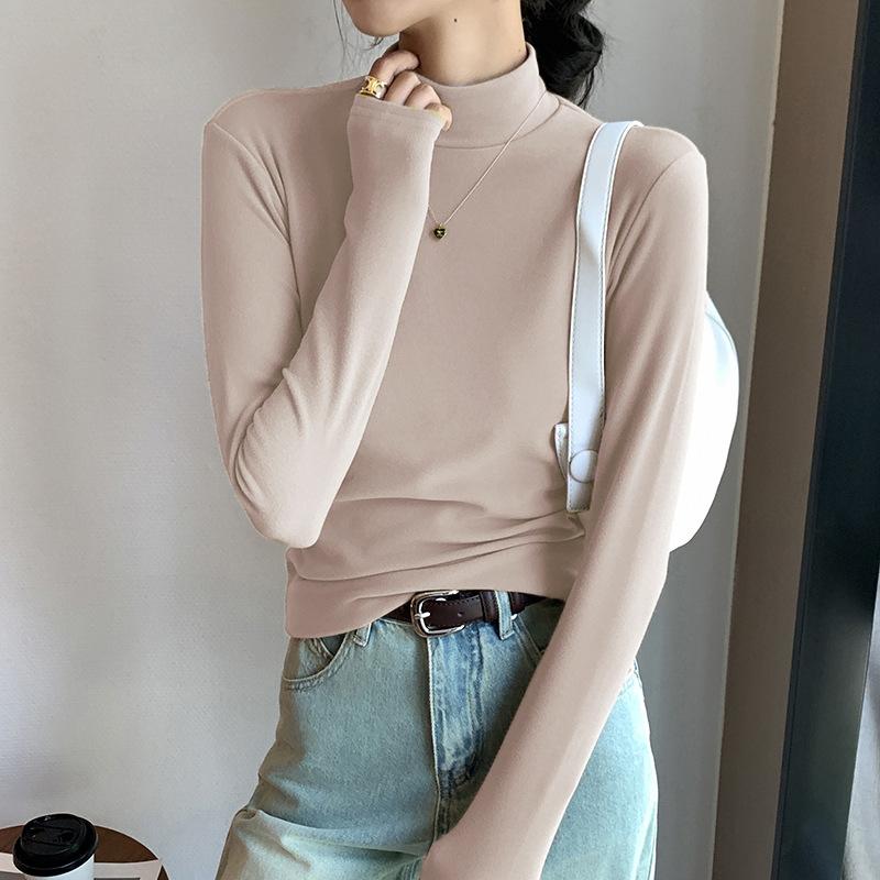 

Женская рубашка из микро-велюра De Velvet с высоким воротом, внутренняя часть на осень и зиму, утепленная и утепленная, средняя часть из де-велюра с утеплителем 3XL светло-розовый