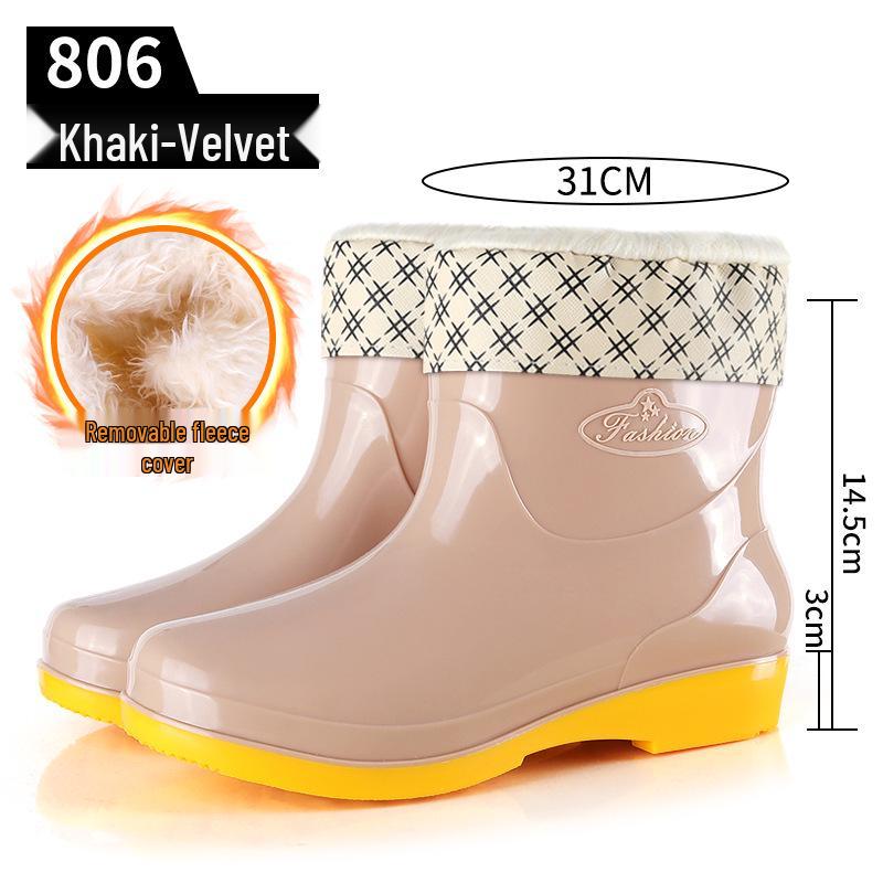 Simple Four Seasons Waterproof Women's High-Top Rain Boots and Shoes for Labor Protection and Cleaning