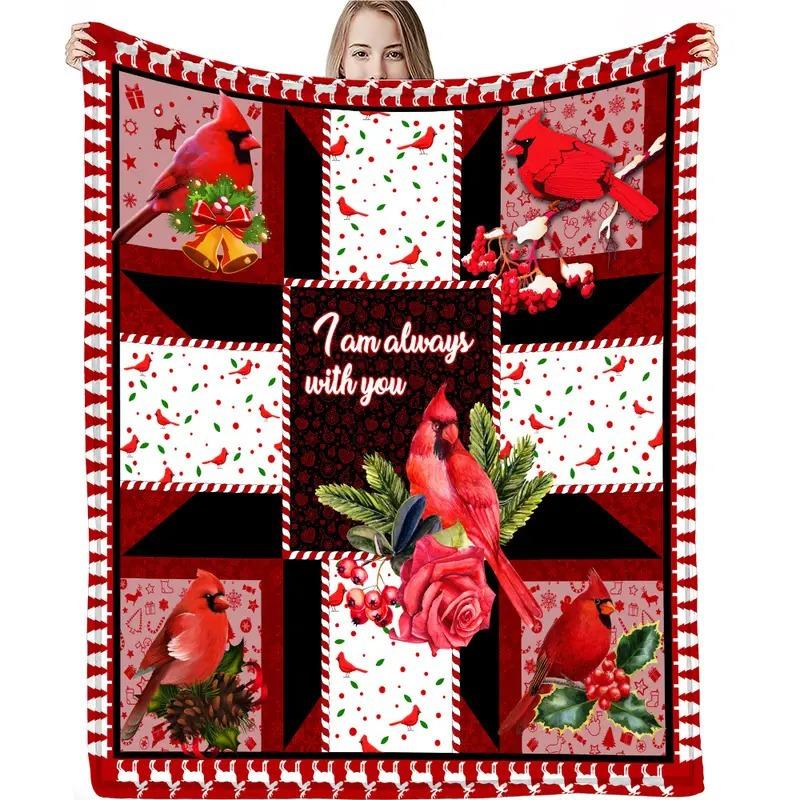 

Christmas rose pattern Printed Blanket for Sofa Bed Travel Camping Living Room Office Conditioning Blanket for All Seasons Gifts 75x90cm