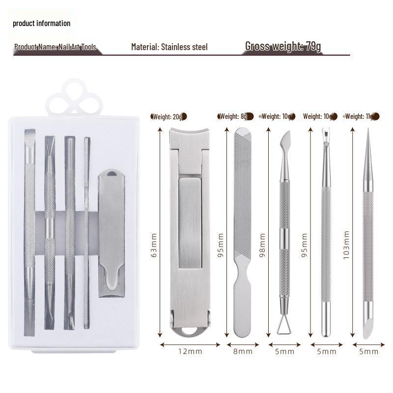 Nail Art Stainless Steel Universal Clipper Set - Double-Sided for Fingernails & Toenails