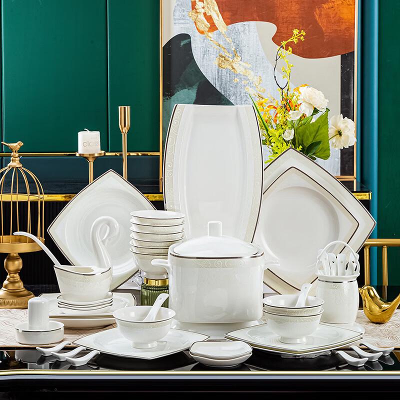 Haoya Jingdezhen 58-Piece Light Luxury Ceramic Dinnerware Set