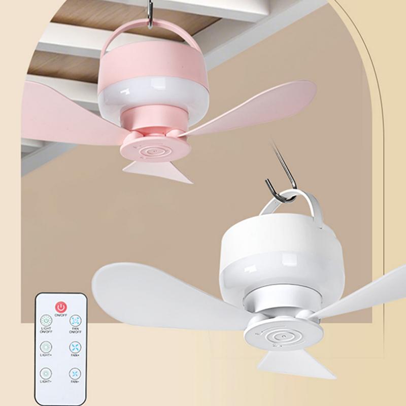 USB Rechargeable Ceiling Fan With Light Remote Control Portable Small Fan Lamp Ceiling Fans For Bedroom Dorm Camping Tent