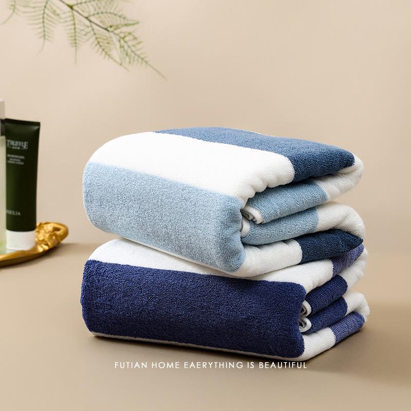 

Futian Oversized Thickened Cotton Bath Towel 70x140, Water Absorbent, No Shedding, Ideal for Home & Hotel Use 140*70 cm темно-синього кольору