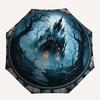 1pc Haunted Castle Stained GlassUmbrella with Plastic Handle,Suitable for All Seasons Home Travel Outdoor UmbrellaB1569