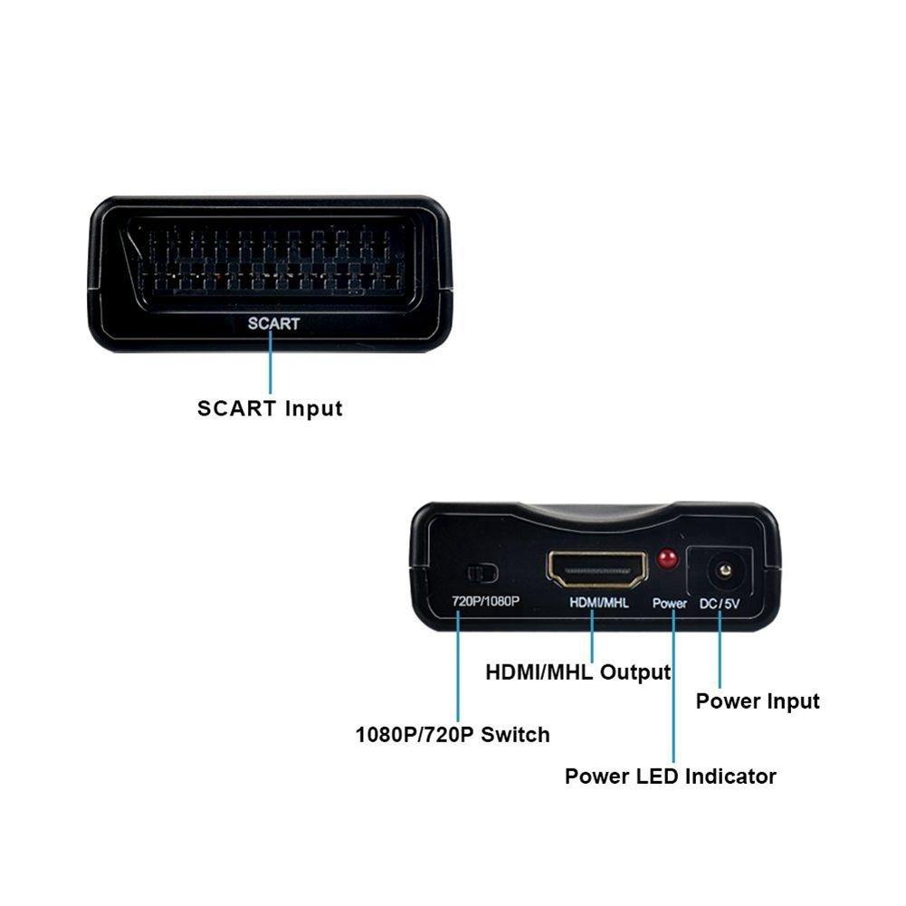 Peritel a HDMI 1080p 60Hz Adaptateur Plug and Play Convertisseur Analogique vers Numerique Boite Video Audio Adaptateur Support PAL / pour PS4 / DVD