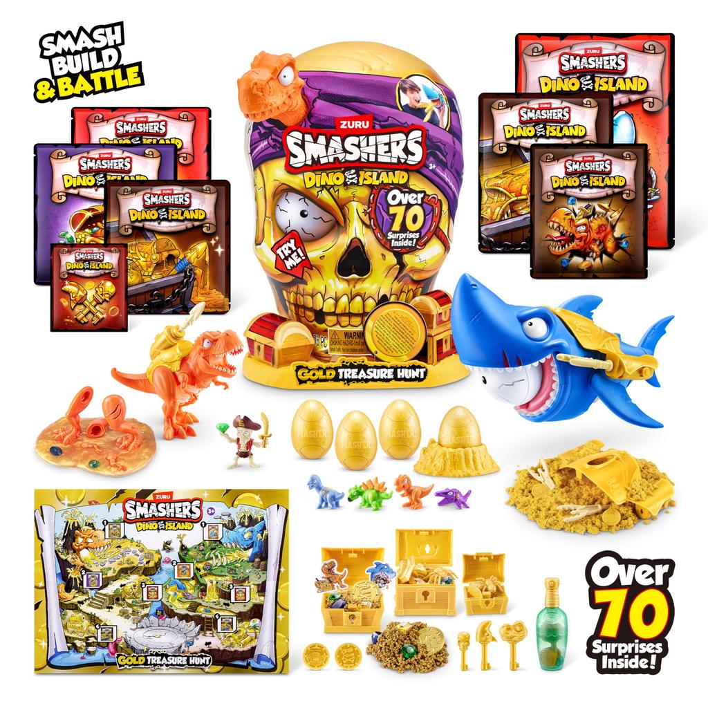 Smashers Dino Island Gold Treasure Hunt (Orange) by ZURU - Interactive Collectible Treasure Hunt Themed Toy