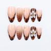 French Tip False Nail Fall Flower Engraved Print ABS Long Lasting for Special Occasion Comfortable Wear