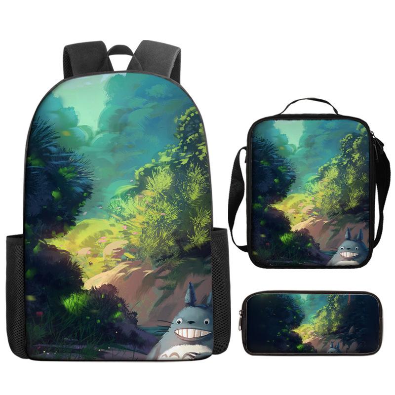 Hayao Miyazaki Chinchilla Schoolbag Cartoon Animation Backpack Children'S Backpack Satchel Pencil Case Digital Printing Computer Bag