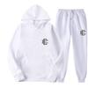 Unisex Casual Hooded Fleece-Lined Sweatshirt Pants Set Sporty Solid Color Outfit Fall