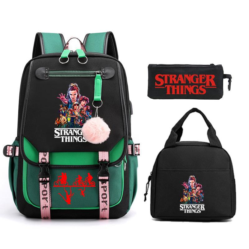 Trend Stranger Things Children'S Backpack Combination Three-Piece Male And Female Versatile Student School Bag