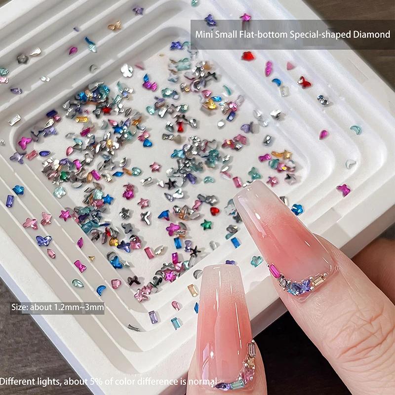 1440Pcs Multi-shape Mixed Resin Rhinestones Nail Charms Flat Back Diamonds Gems DIY Decorations