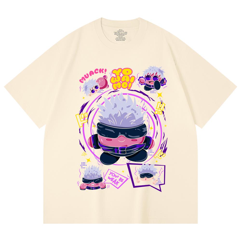 

230 г/м² 100% хлопок Jujutsu Kaisen V41 Kirby Gojo Принт Унисекс Тяжелая хлопковая футболка XS абрикосовый
