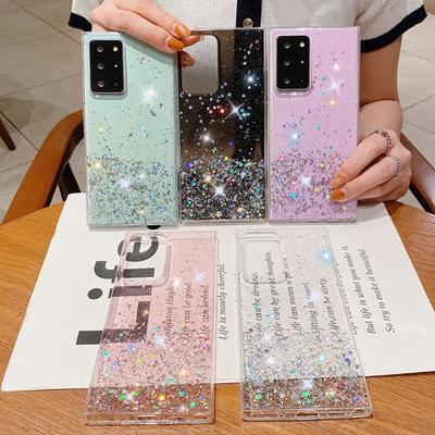 For Samsung Galaxy S24 S23 S22 S21 S20 S10 FE Plus Ultra Case Sier Foil Paillette Epoxy Cover Soft Clear Shell Antifall Fundas