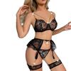 New sex underwear sexy hot European and American metal chain lace embroidered lace three-point pajamas